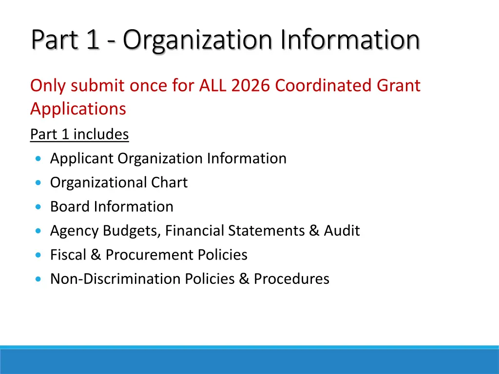 part 1 organization information