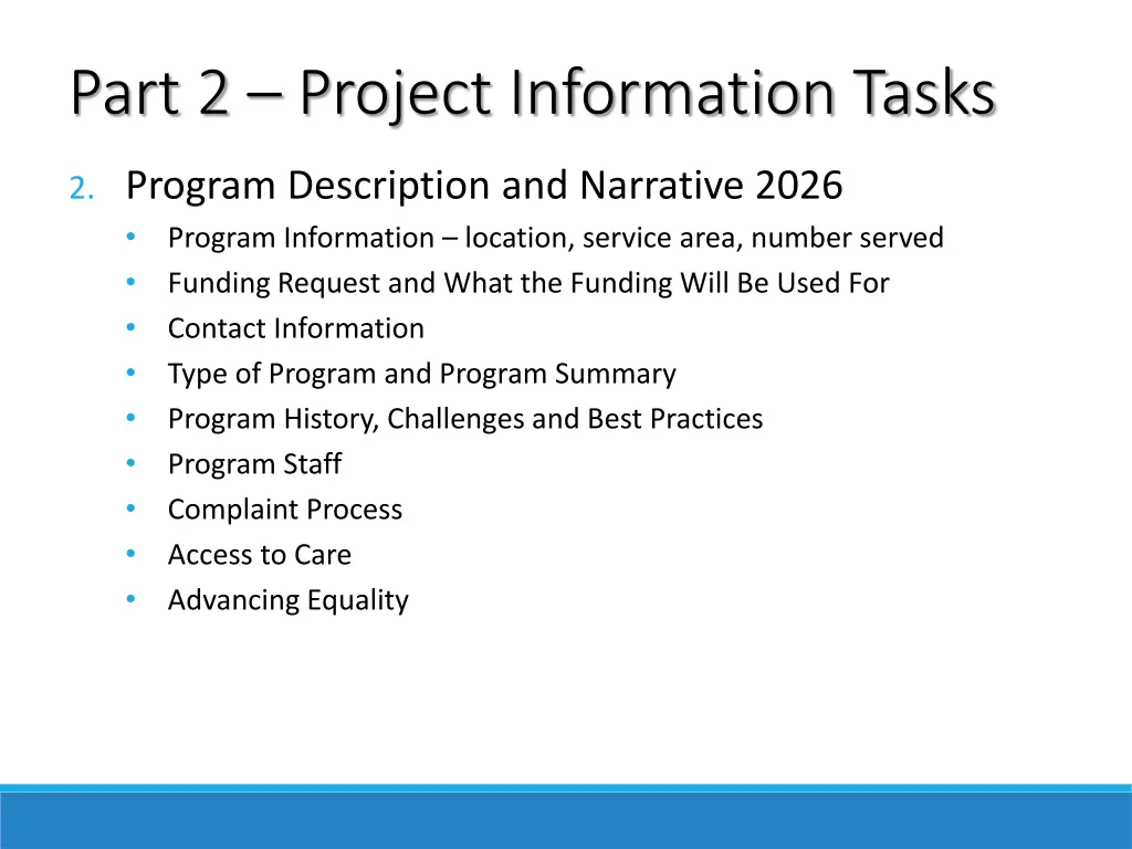 part 2 project information tasks