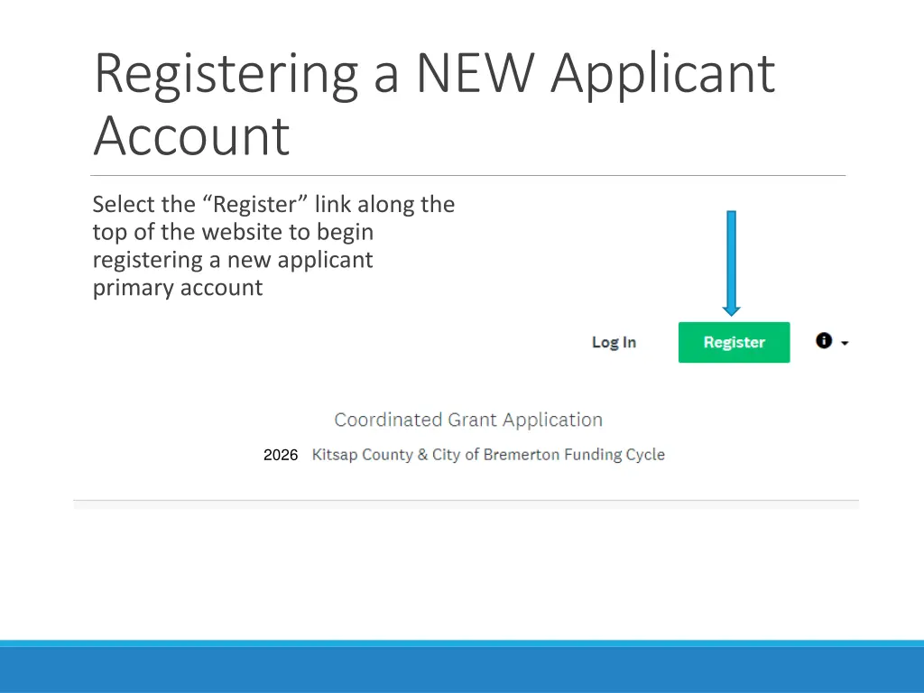 registering a new applicant account