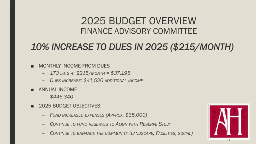 2025 budget overview finance advisory committee