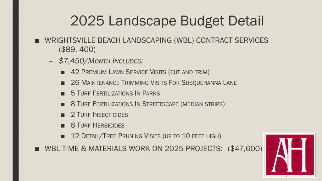 2025 landscape budget detail