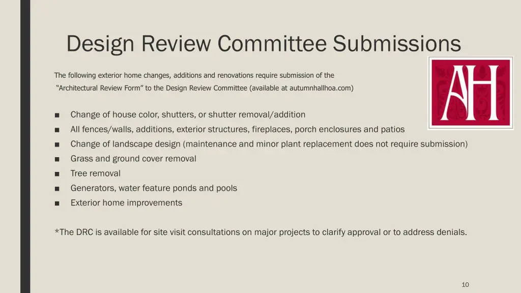 design review committee submissions
