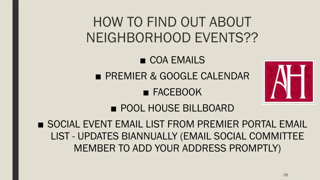how to find out about neighborhood events