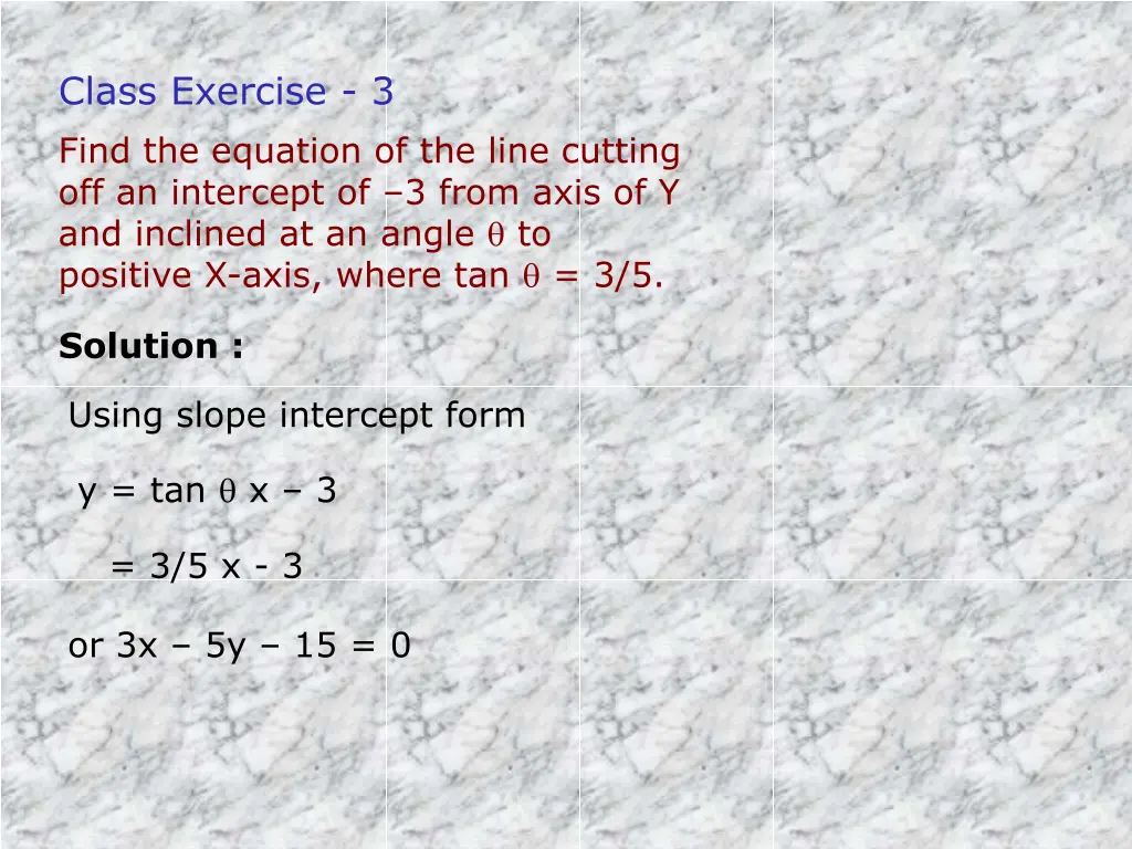 class exercise 3 find the equation of the line