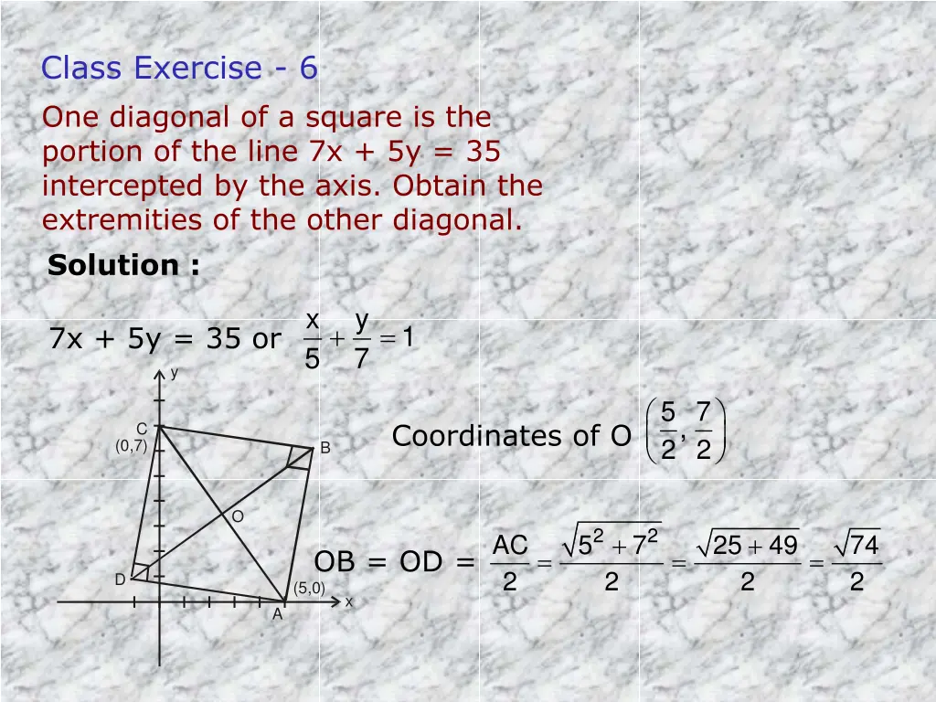 class exercise 6 one diagonal of a square