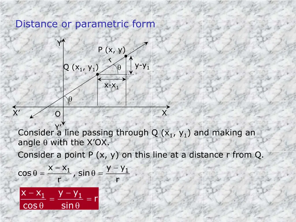 distance or parametric form