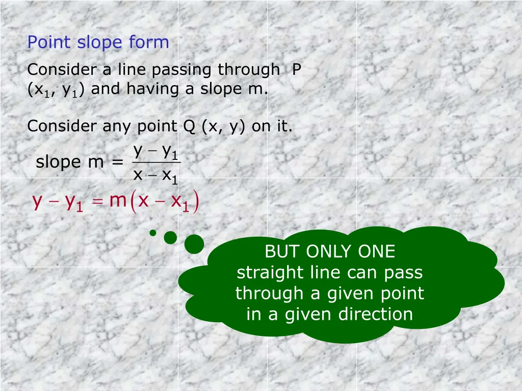 point slope form consider a line passing through