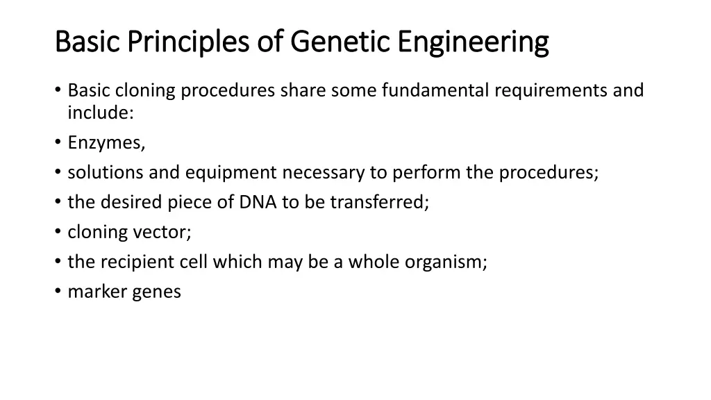 basic principles of genetic engineering basic