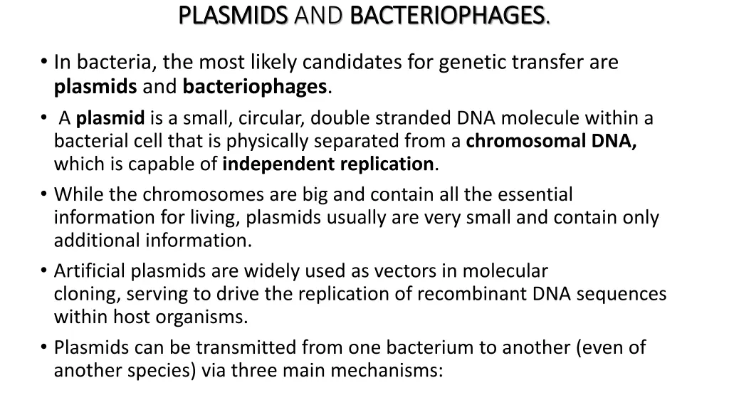 plasmids plasmids and bacteriophages