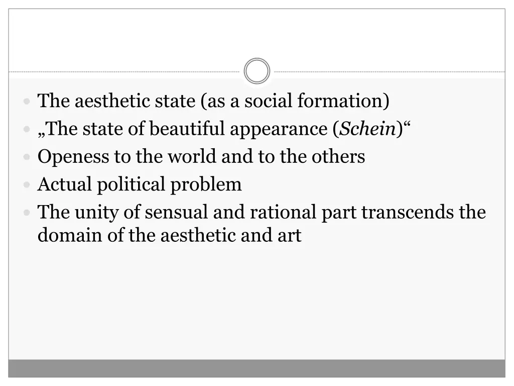 the aesthetic state as a social formation