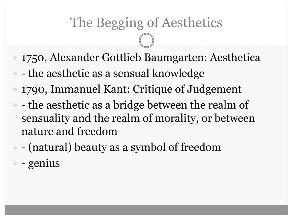 the begging of aesthetics