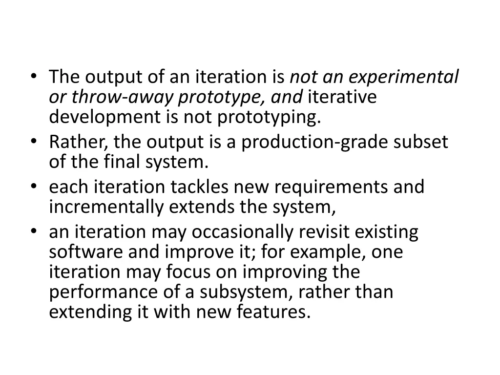 the output of an iteration is not an experimental