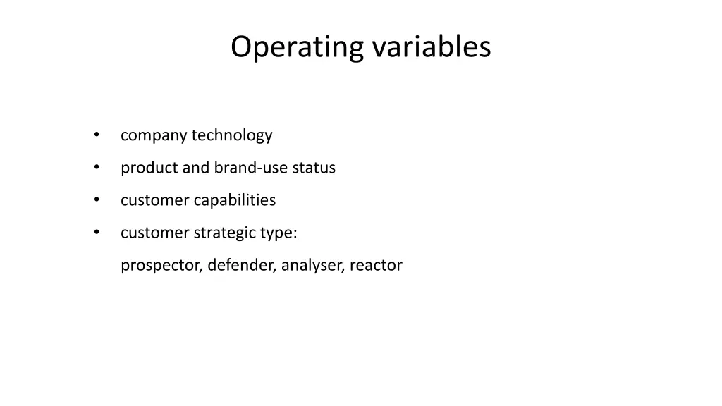 operating variables