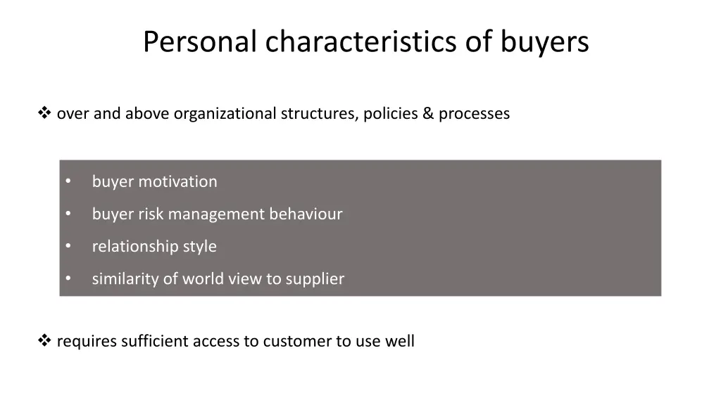 personal characteristics of buyers