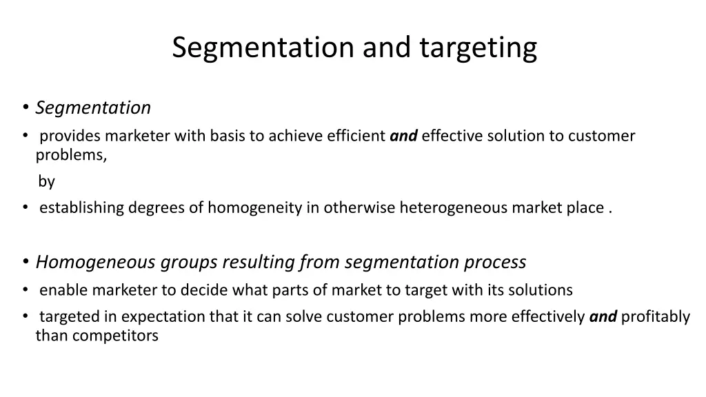 segmentation and targeting