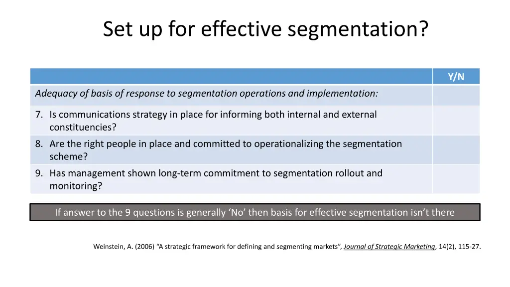 set up for effective segmentation 1