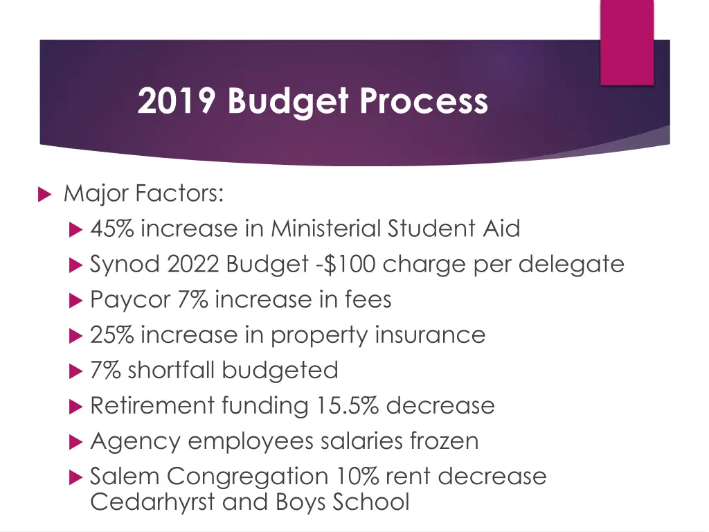 2019 budget process