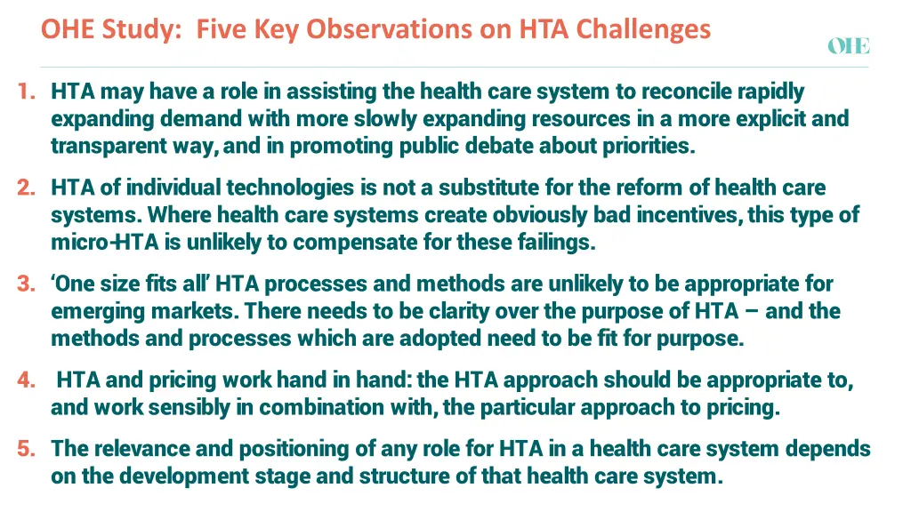 ohe study five key observations on hta challenges