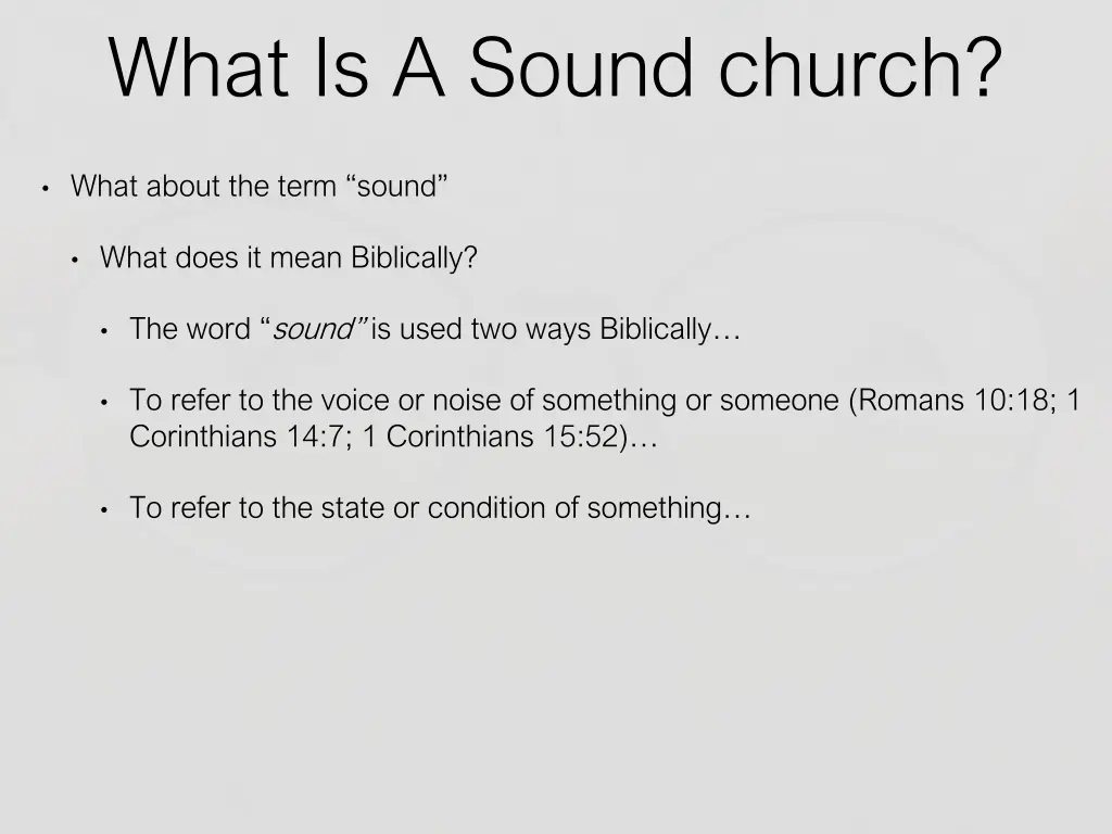 what is a sound church 2