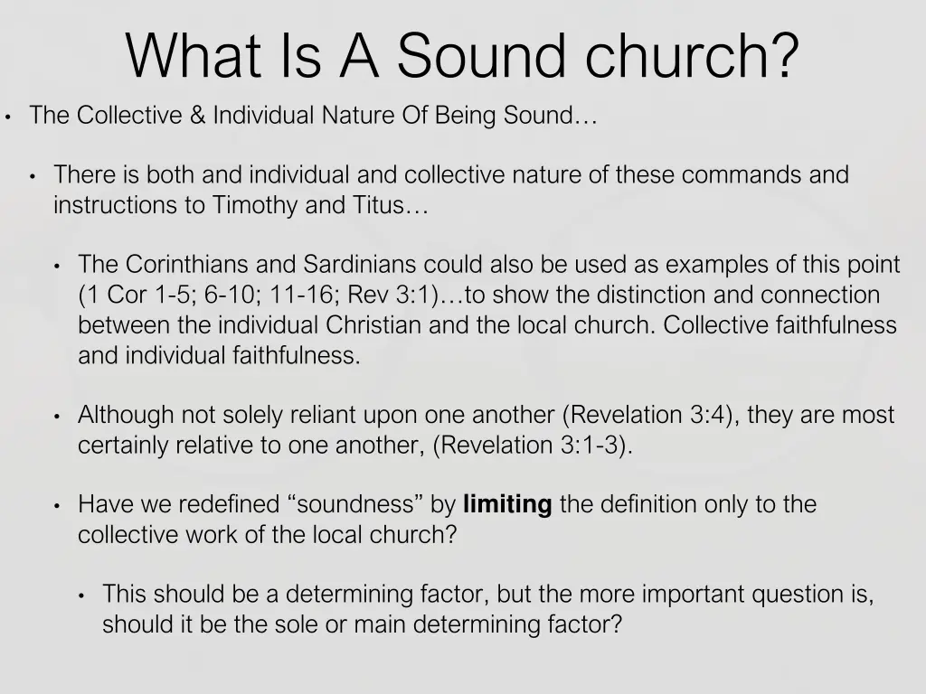 what is a sound church the collective individual