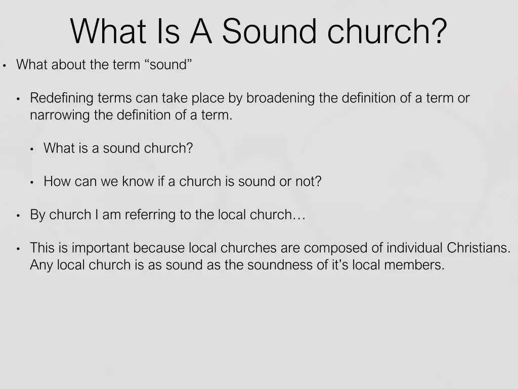what is a sound church what about the term sound 2