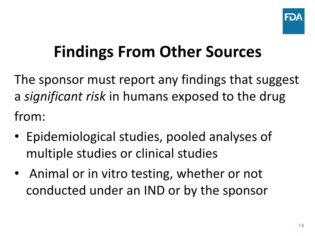 findings from other sources