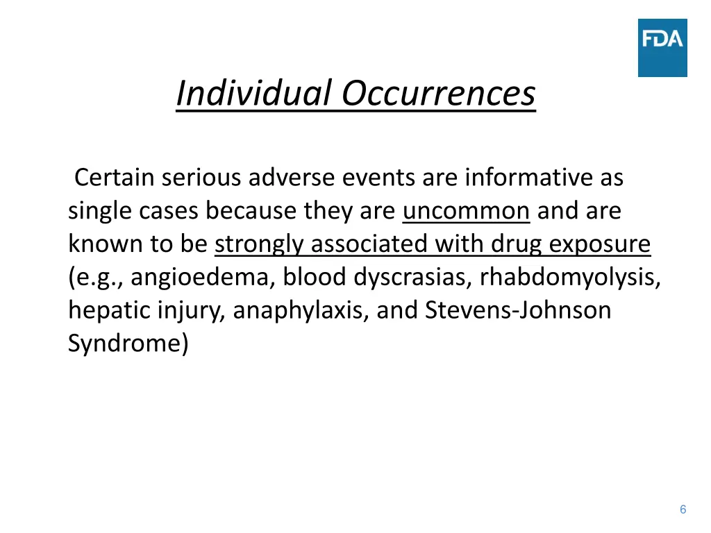 individual occurrences