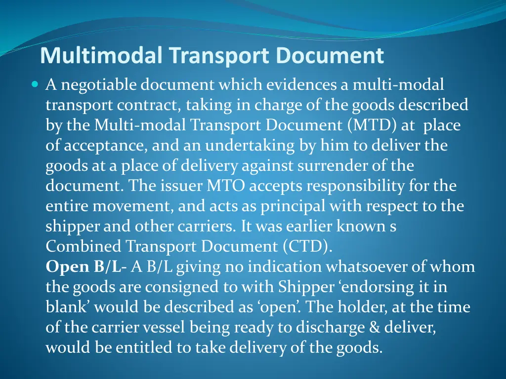 multimodal transport document a negotiable