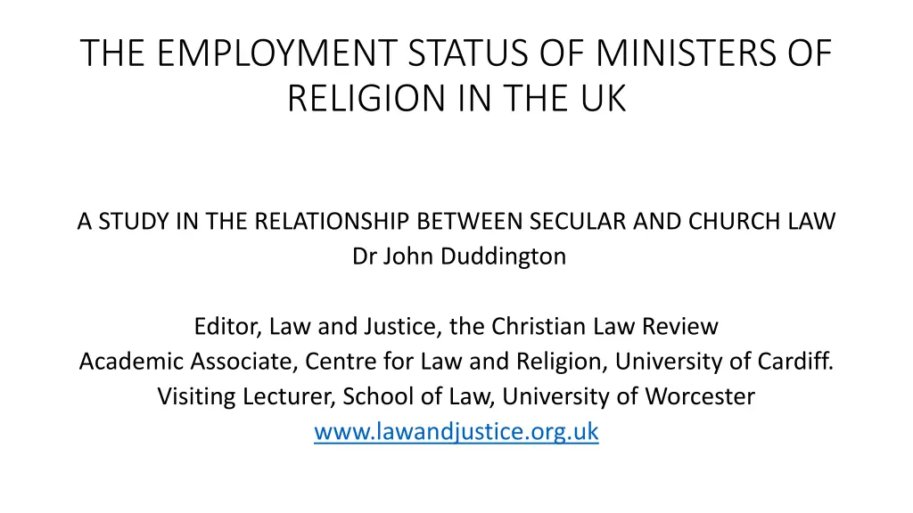 the employment status of ministers of religion