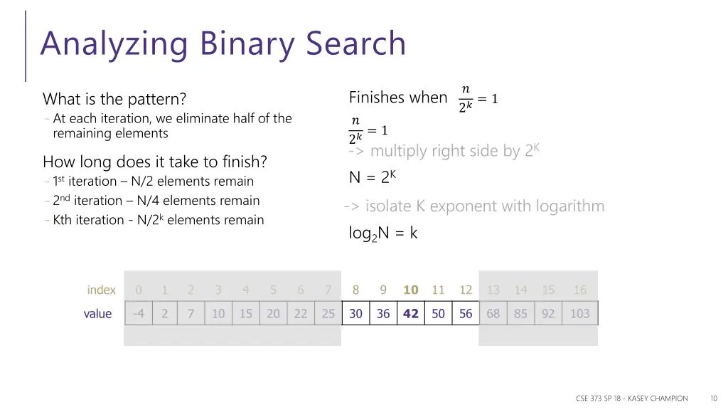 analyzing binary search