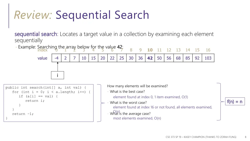 review sequential search