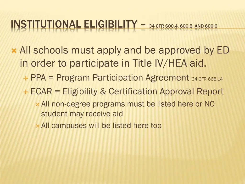 institutional eligibility