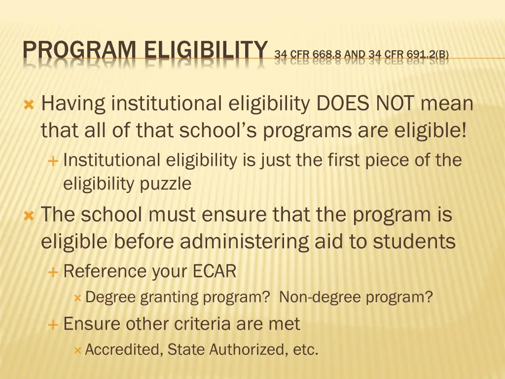program eligibility