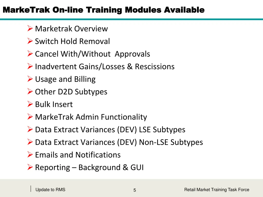 marketrak on marketrak on line training modules