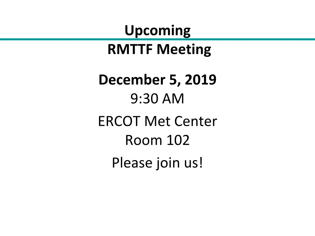 upcoming rmttf meeting