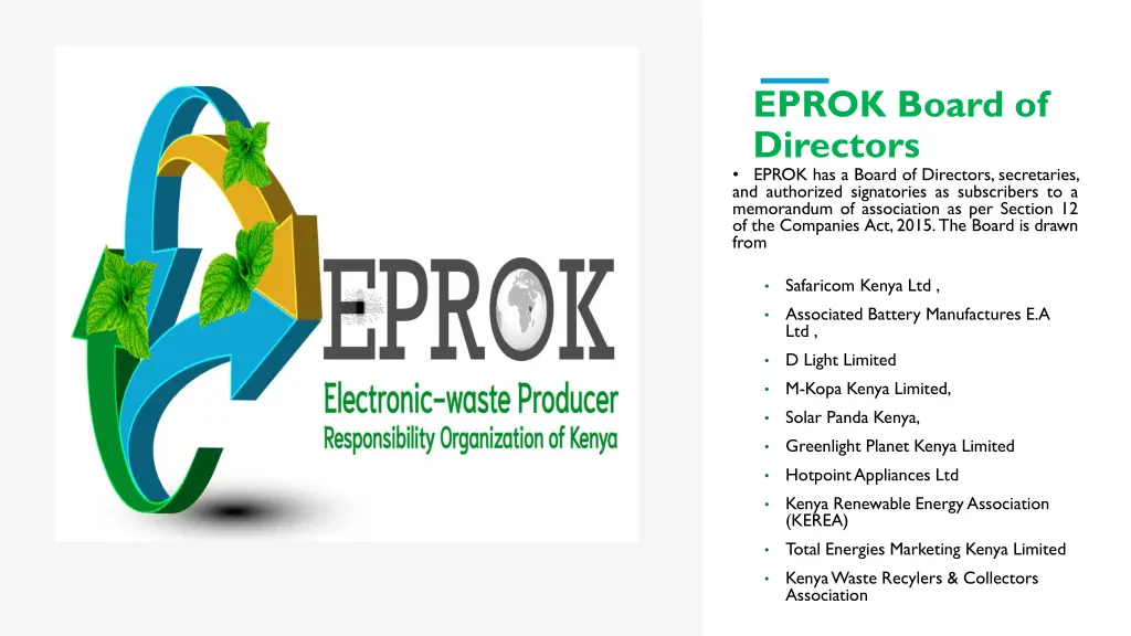 eprok board of directors eprok has a board