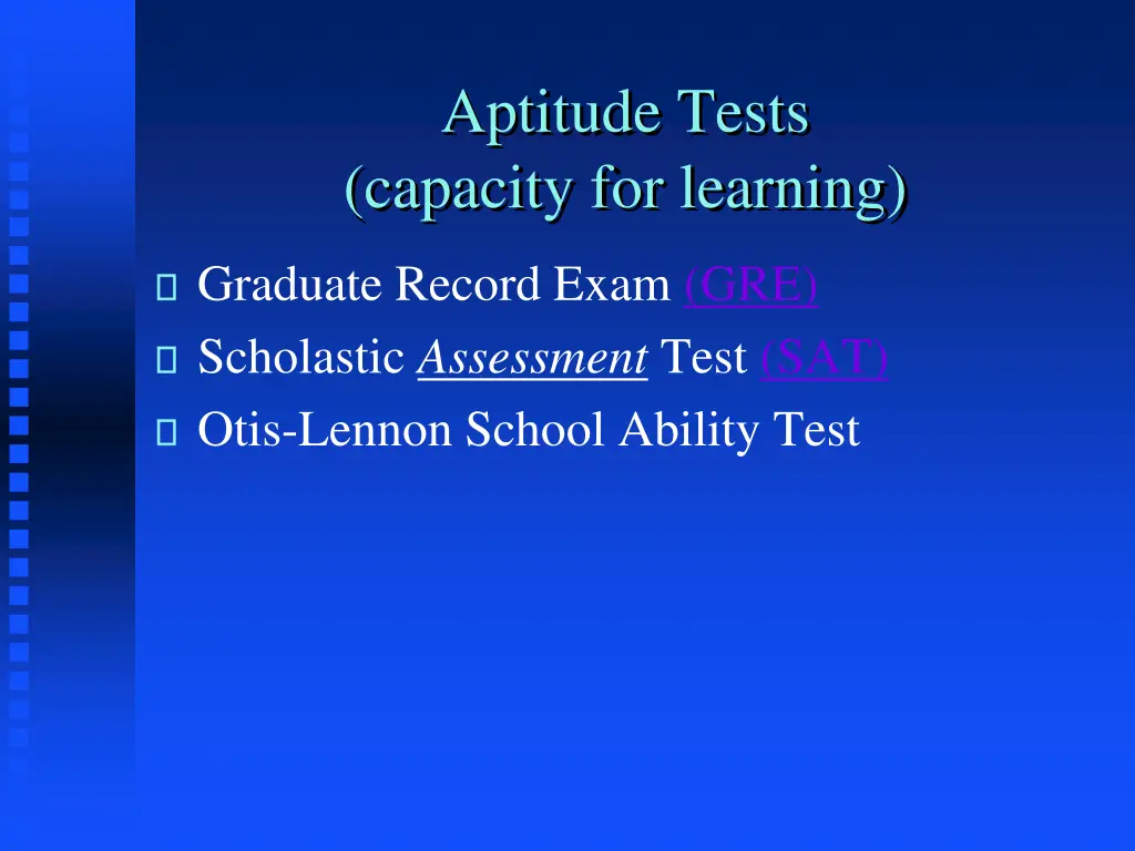 aptitude tests capacity for learning