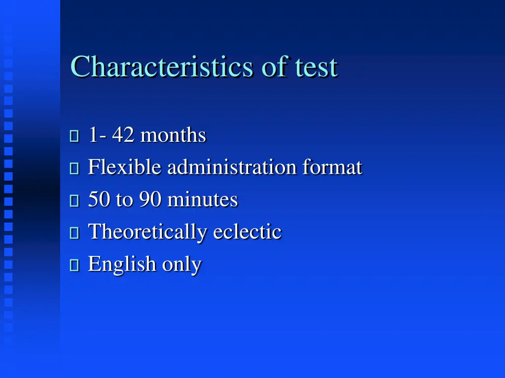 characteristics of test