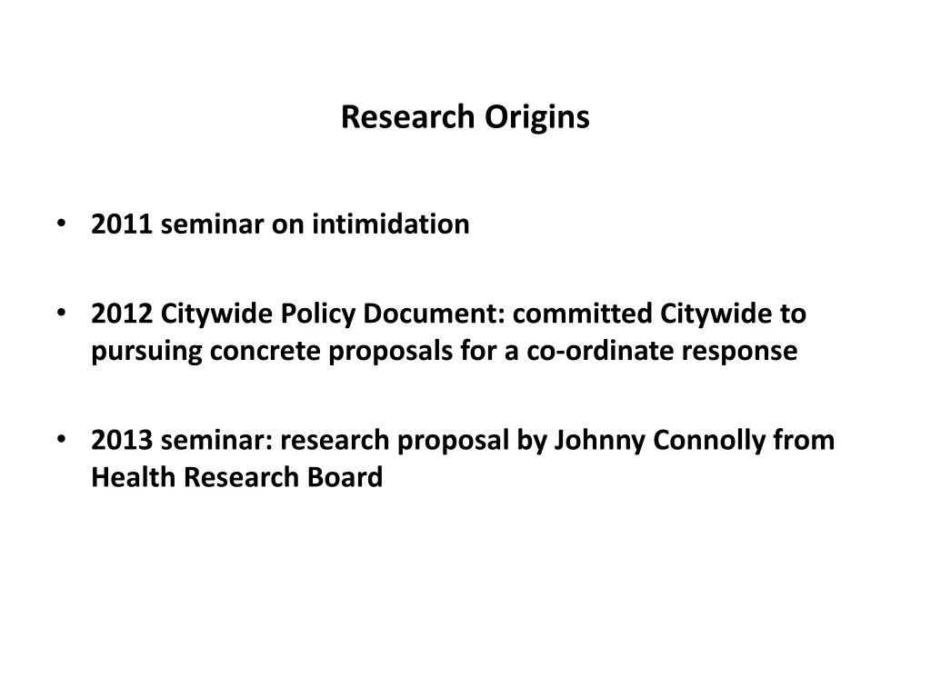 research origins