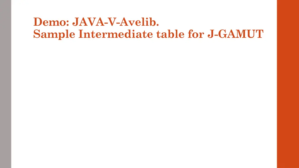 demo java v avelib sample intermediate table