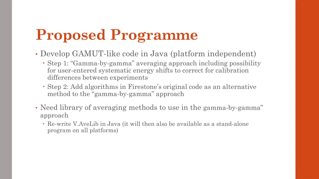 proposed programme