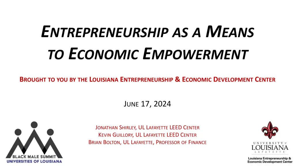 e ntrepreneurship as a m eans to e conomic