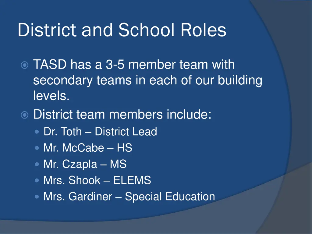 district and school roles
