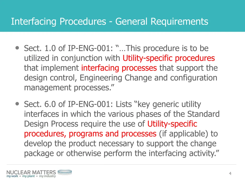interfacing procedures general requirements