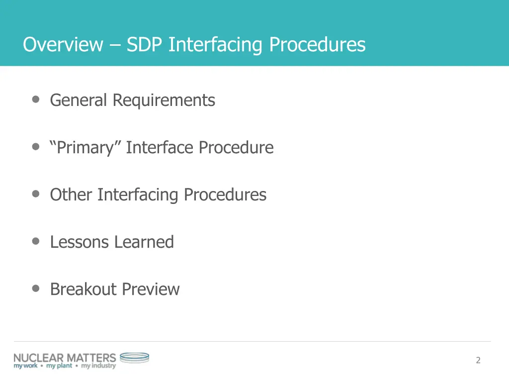 overview sdp interfacing procedures