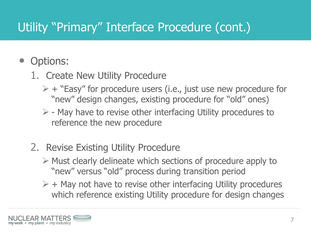 utility primary interface procedure cont 1