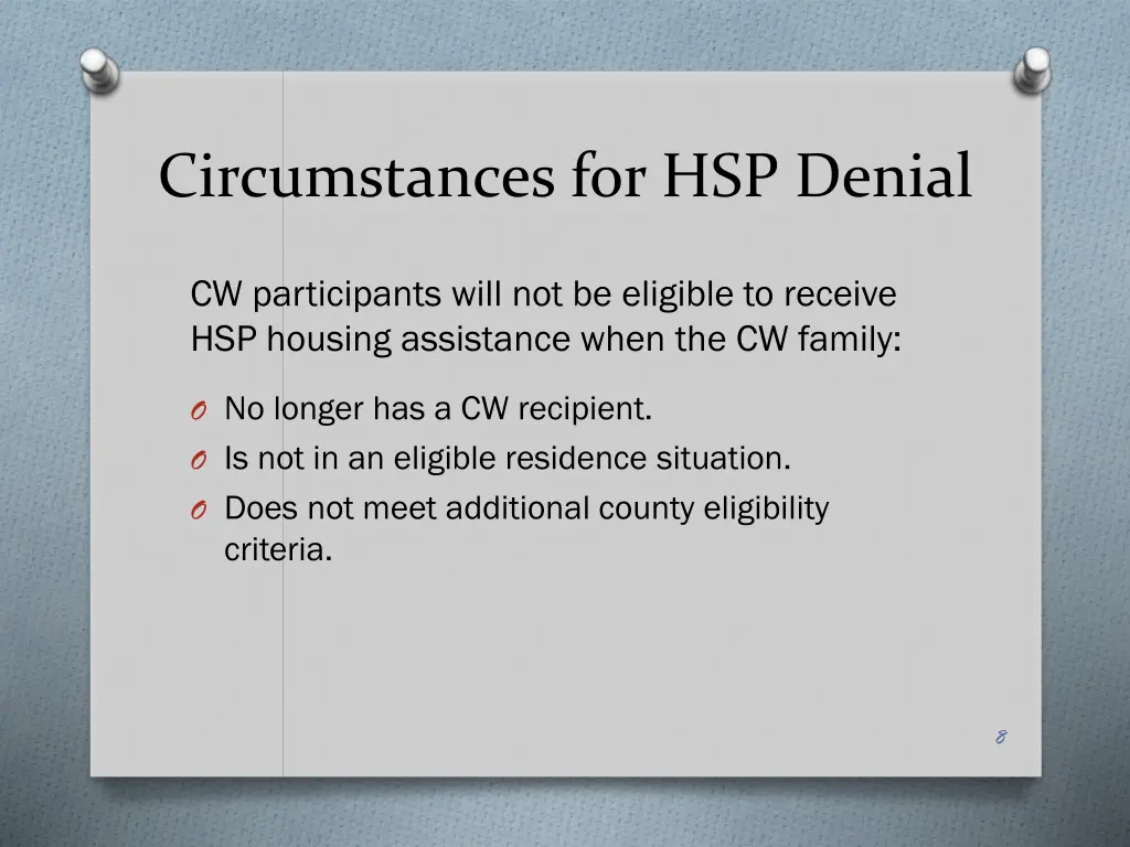 circumstances for hsp denial