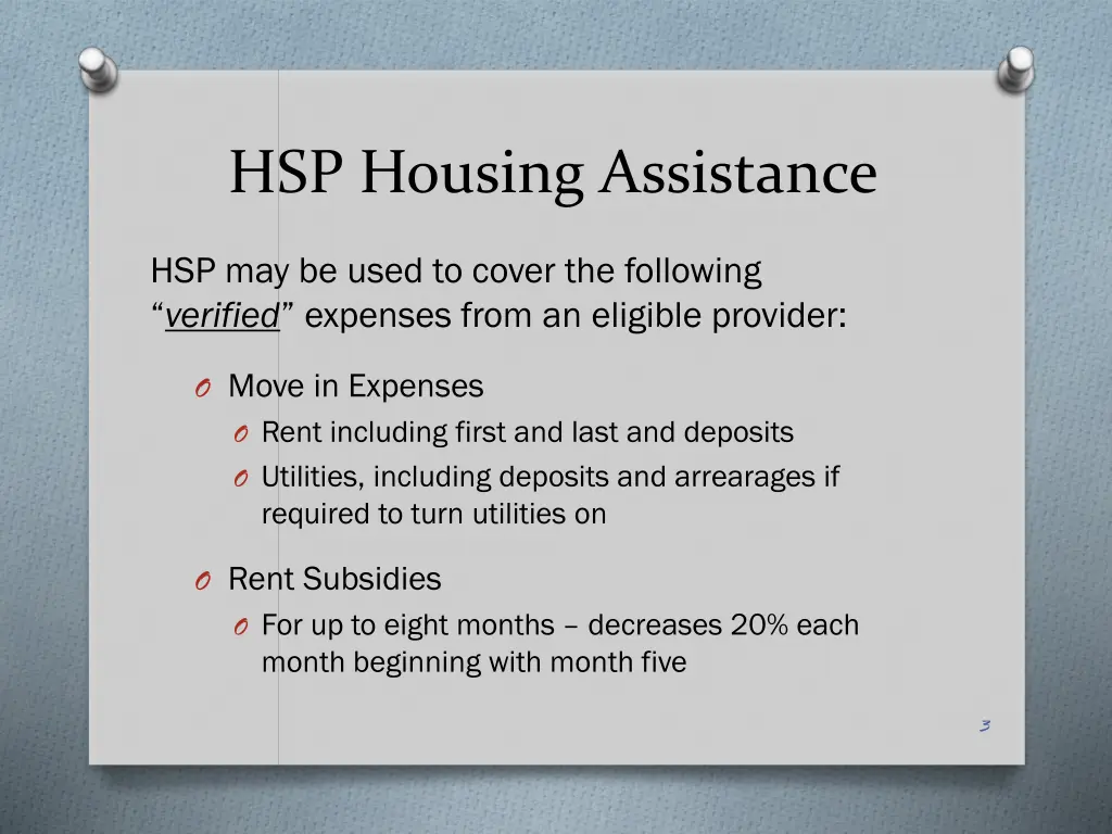hsp housing assistance