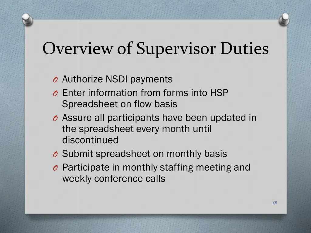 overview of supervisor duties