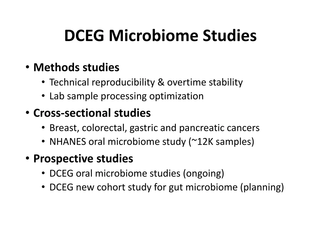 dceg microbiome studies